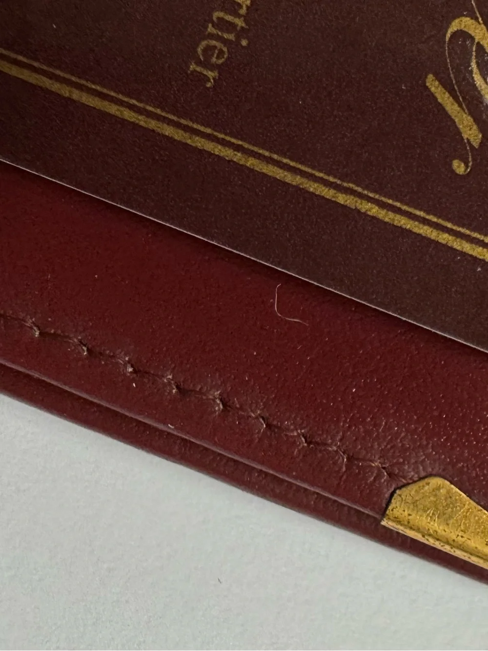 Vintage Must de Cartier Burgundy Leather Passport Holder Travel Wallet w/ Box